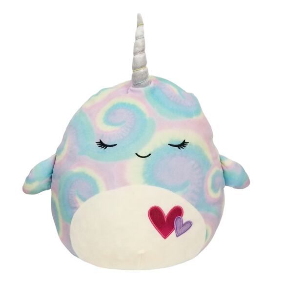 Ter The Narwhal Kelly Toy 12 Inch Squishmallow Tie Dye Valentines 2023 Heart - Picture 1 of 6